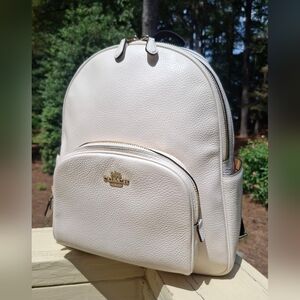 Coach Court Pebbled Leather Backpack Daypack #5666 In Chalk